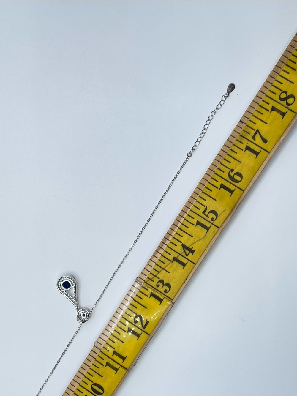 Silver Blue Crystal Glass Halo Teardrop Pendant Necklace Glam - Picture 4 of 5